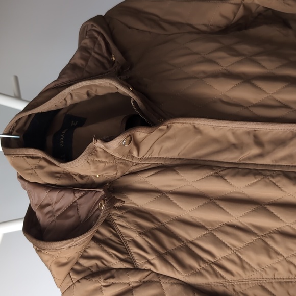 Zara Basic Quilted Tan Coat - Picture 2 of 8